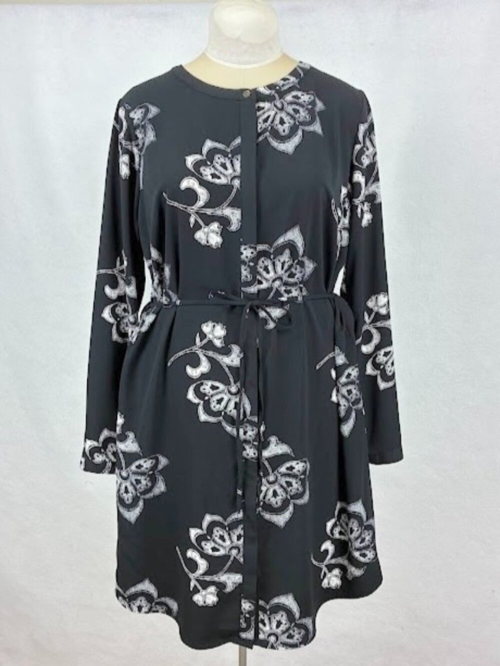 Merona Floral Shirt Dress Long Sleeve Belted Button Front Dark Academia NWT XXL